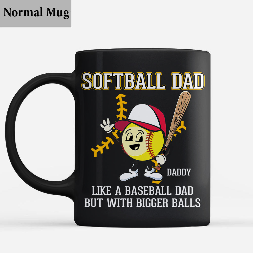 Papa de softball, comme un papa de baseball, mais avec des balles plus grosses ! – Mug de softball personnalisé