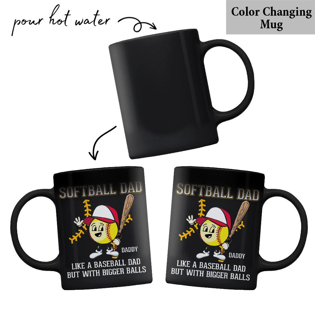 Papa de softball, comme un papa de baseball, mais avec des balles plus grosses ! – Mug de softball personnalisé