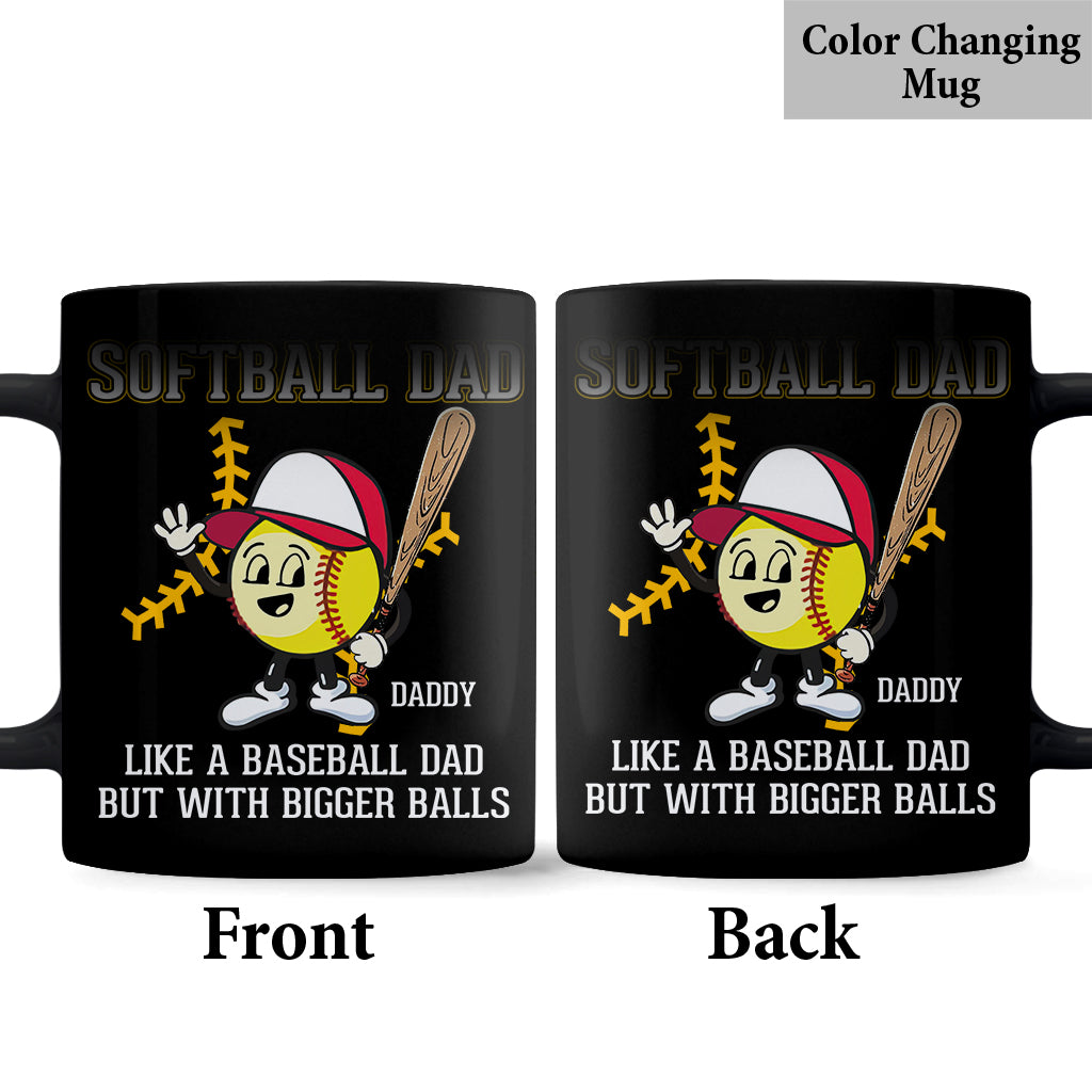 Papa de softball, comme un papa de baseball, mais avec des balles plus grosses ! – Mug de softball personnalisé
