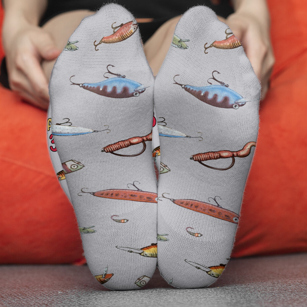 J'aime la pêche et peut-être 3 personnes - Chaussettes de pêche personnalisées