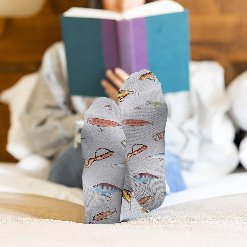 J'aime la pêche et peut-être 3 personnes - Chaussettes de pêche personnalisées
