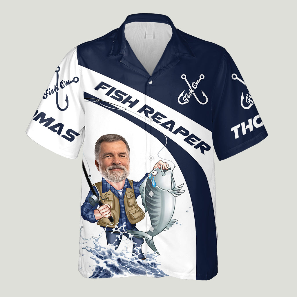 Fish Reaper - Chemise hawaïenne de pêche personnalisée