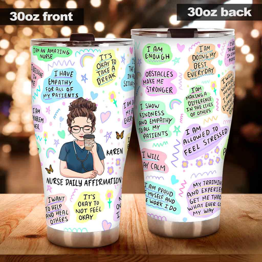 Affirmation quotidienne pour infirmière - Gobelet personnalisé pour infirmière