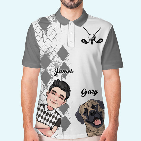 J'aime le golf, les chiens et peut-être 3 personnes - Polo de golf personnalisé
