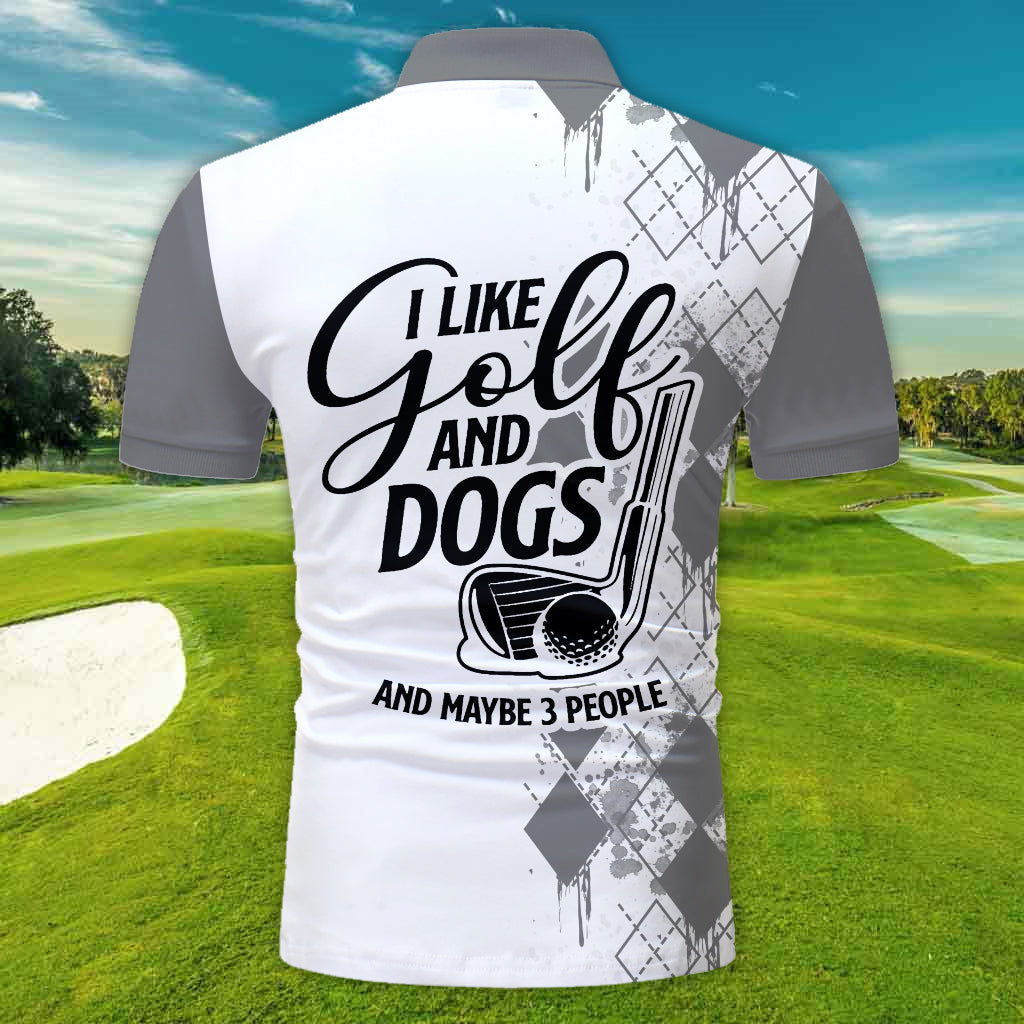 J'aime le golf, les chiens et peut-être 3 personnes - Polo de golf personnalisé