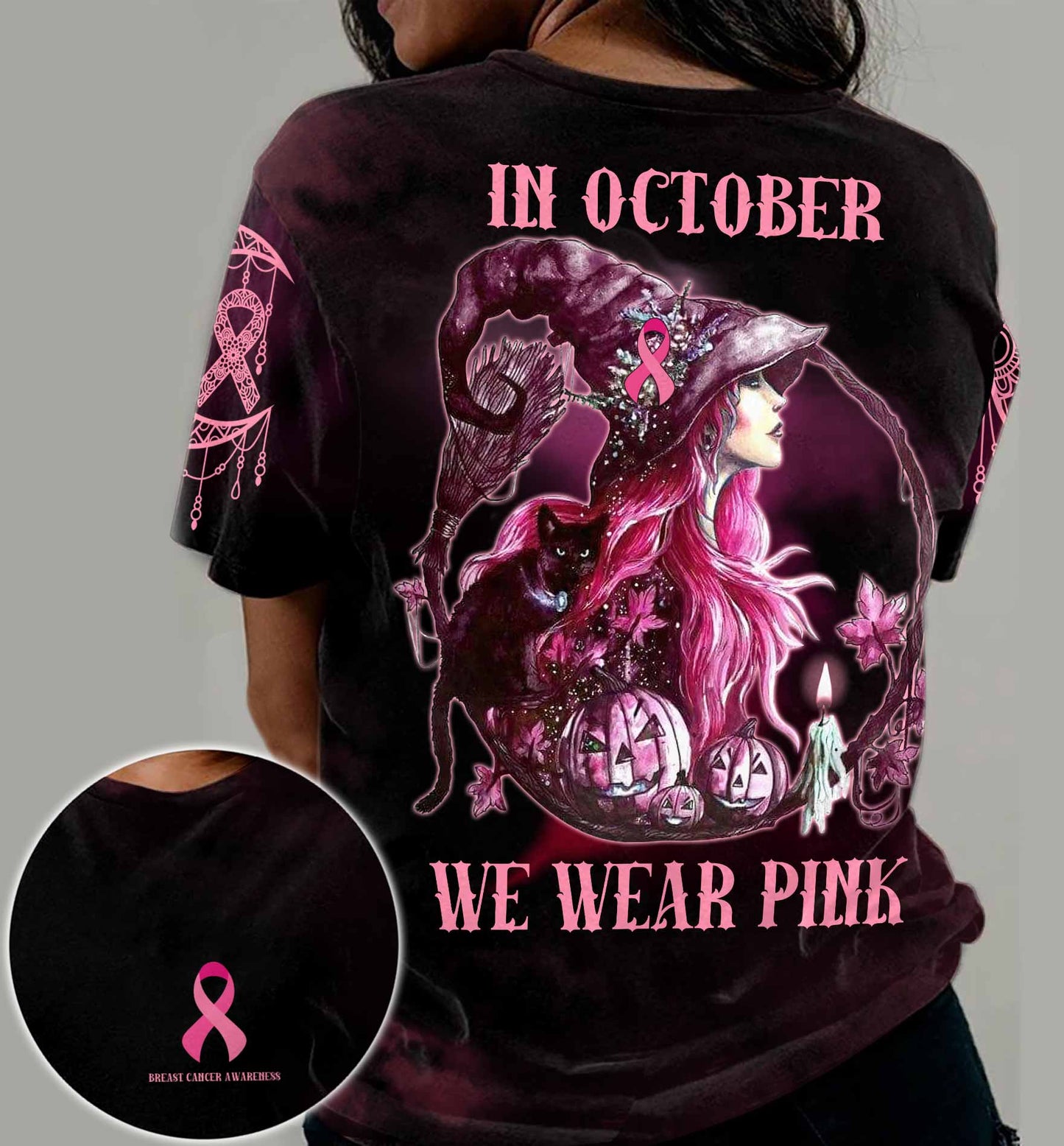 En octobre, on porte du rose - T-shirt intégral de sensibilisation au cancer du sein
