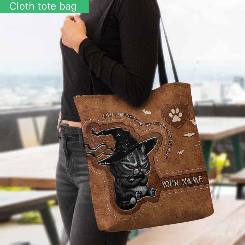 Sac fourre-tout personnalisé Chat « Buckle Up Buttercup Halloween »