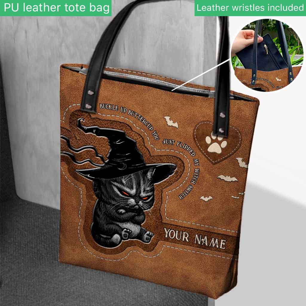 Sac fourre-tout personnalisé Chat « Buckle Up Buttercup Halloween »