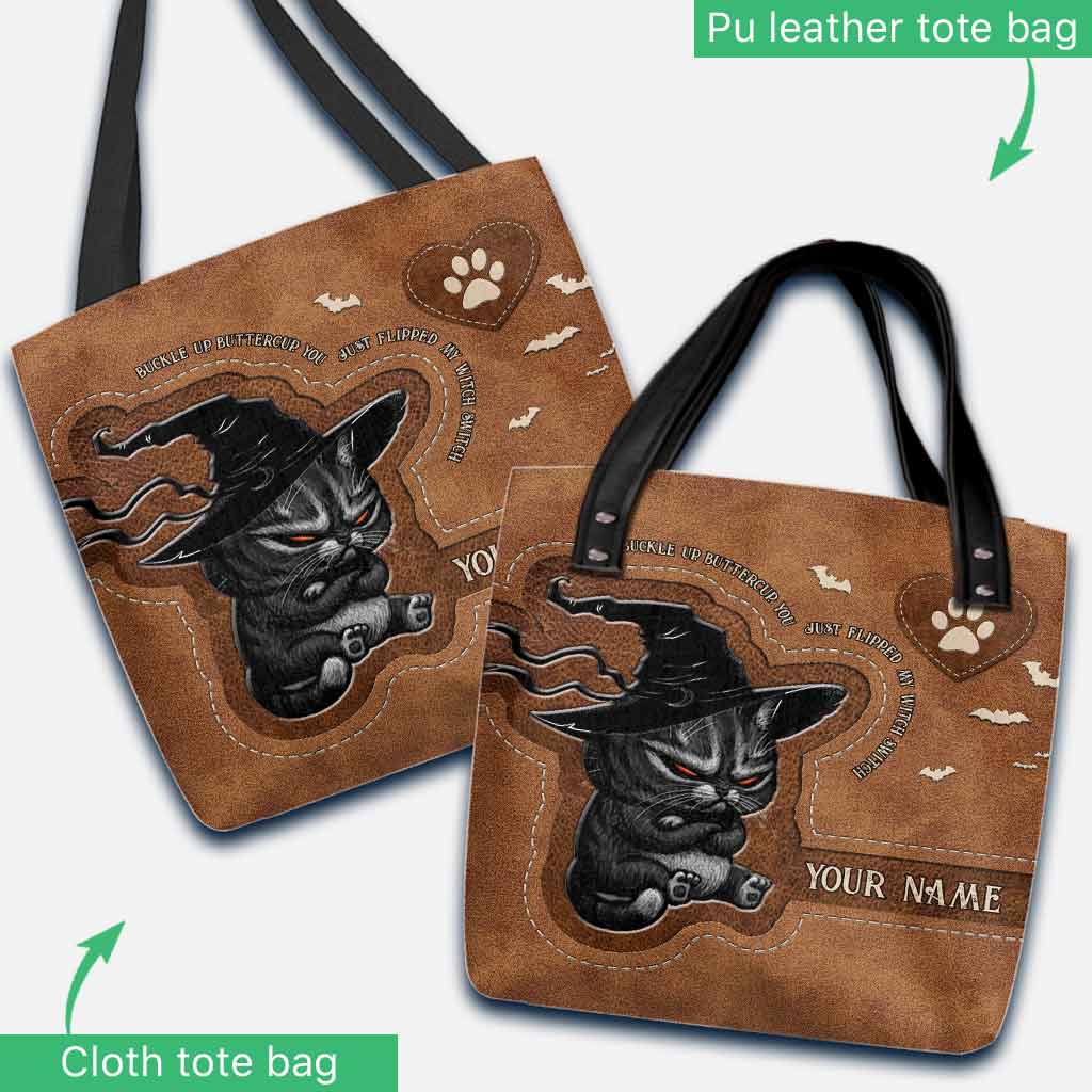 Sac fourre-tout personnalisé Chat « Buckle Up Buttercup Halloween »