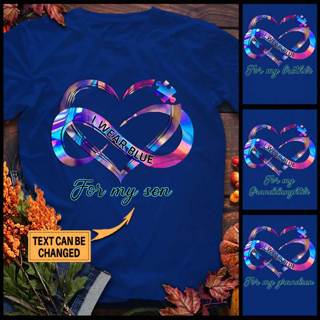 Je porte du bleu - T-shirt et sweat à capuche personnalisés pour la sensibilisation à l'autisme