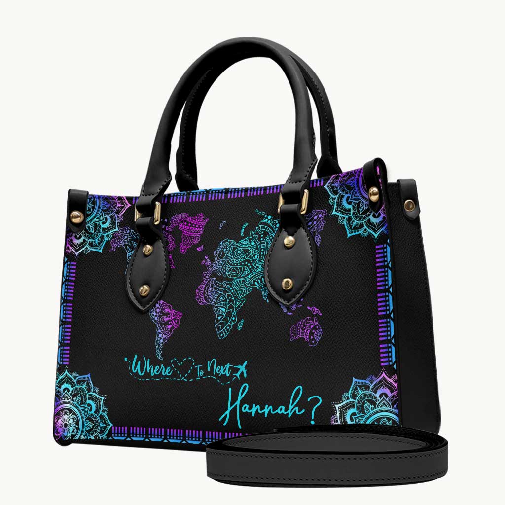 Où aller ensuite ? - Housse de sac à main et de bagage en cuir personnalisée pour le voyage