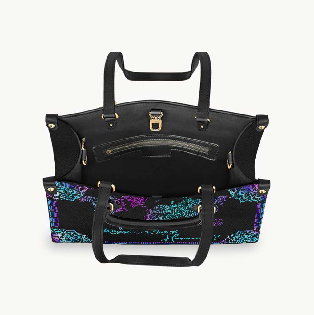 Où aller ensuite ? - Housse de sac à main et de bagage en cuir personnalisée pour le voyage