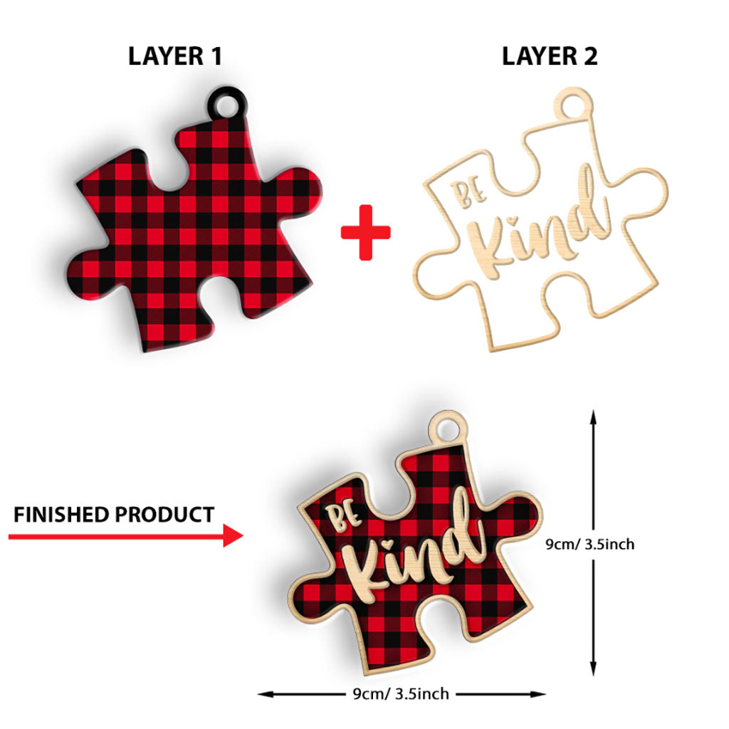 Soyez bienveillant - Ornement en bois multicouche personnalisé pour la sensibilisation à l'autisme