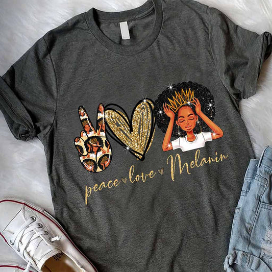 T-shirt et sweat à capuche Melanin - Afro-Américain avec imprimé à paillettes imitation 1121