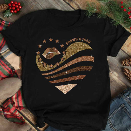 Brown Sugar - T-shirt et sweat à capuche afro-américains avec imprimé à paillettes imitation 112021