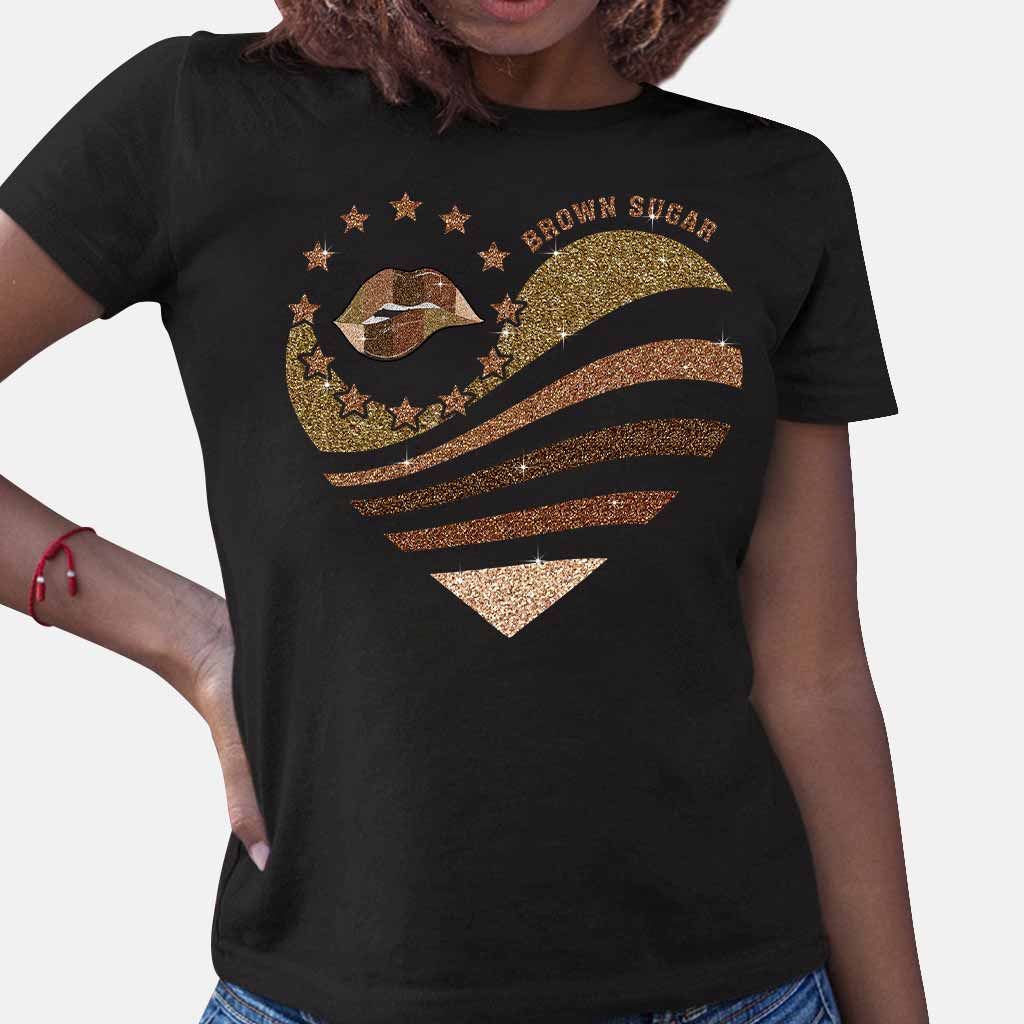 Brown Sugar - African American T-shirt and Hoodie With Faux Glitter Print 112021