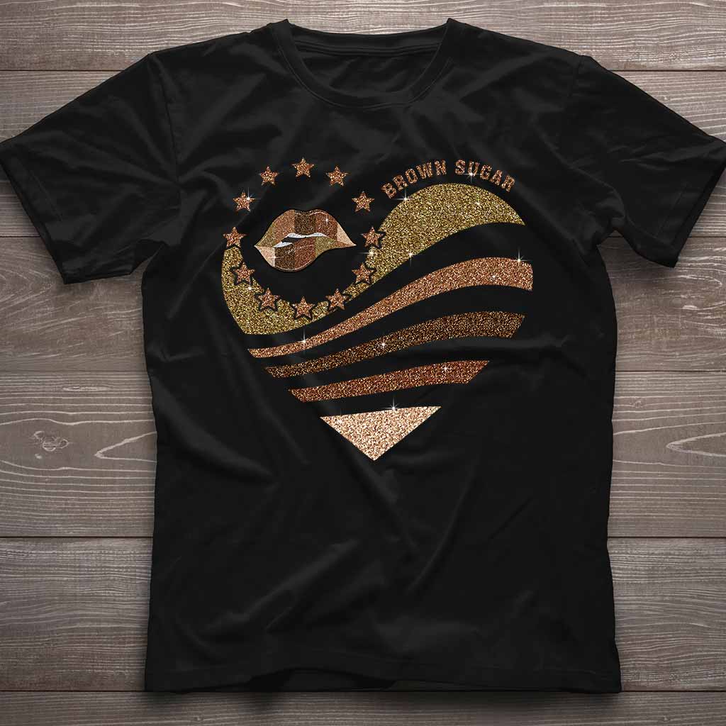 Brown Sugar - African American T-shirt and Hoodie With Faux Glitter Print 112021