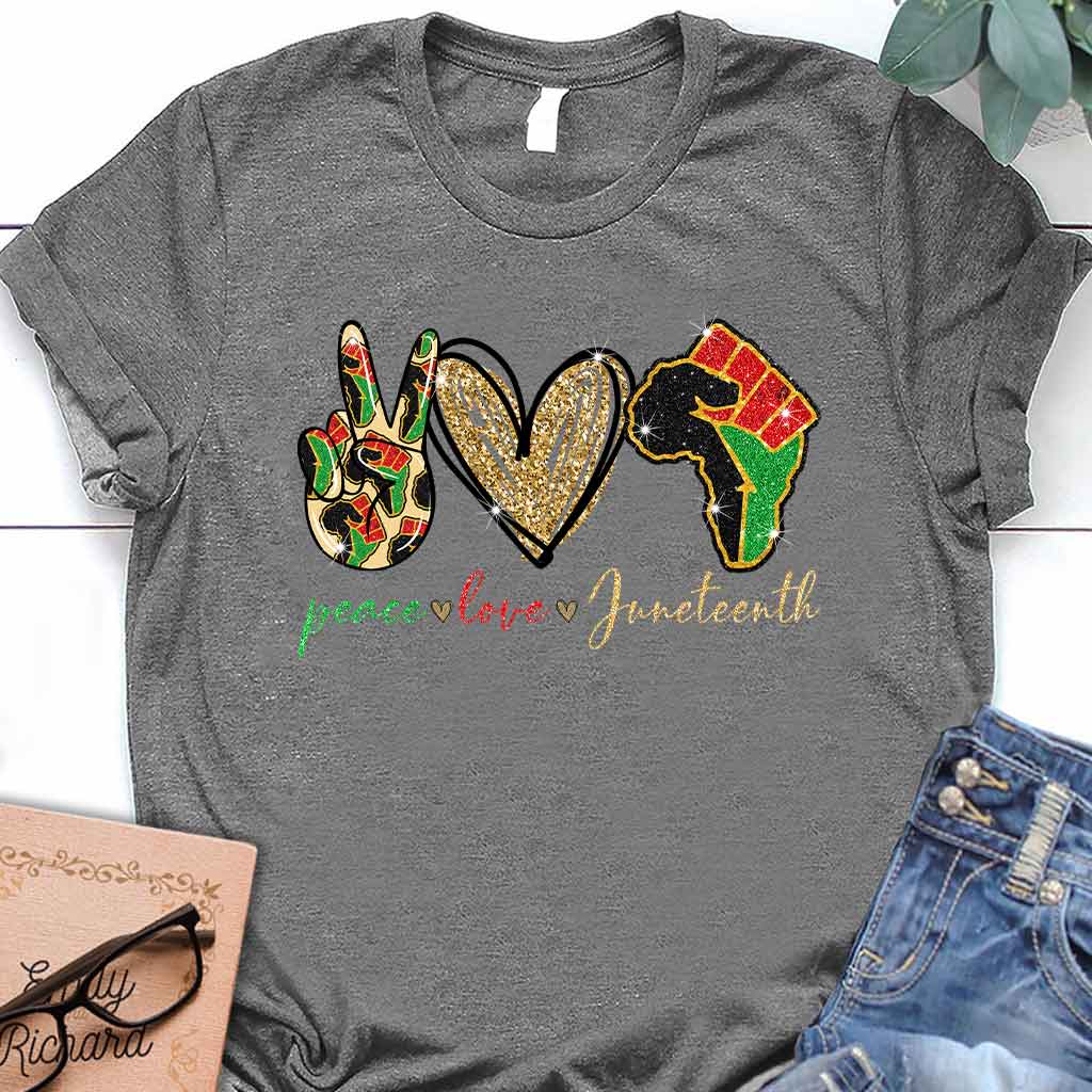 Juneteenth - African American T-shirt and Hoodie With Faux Glitter Print 1121