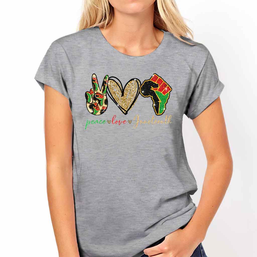 Juneteenth - African American T-shirt and Hoodie With Faux Glitter Print 1121