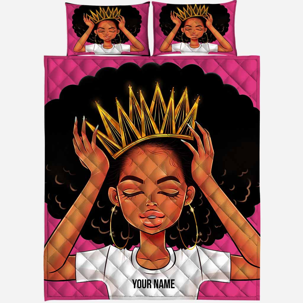 Reine Noire - Ensemble de courtepointe afro-américaine personnalisé 1121