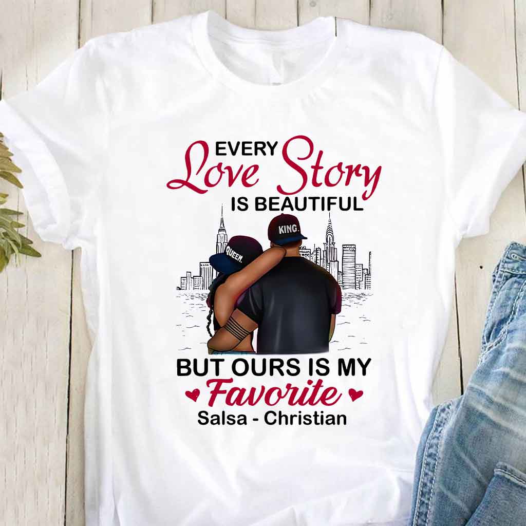 Couple noir - T-shirt et sweat à capuche personnalisés afro-américains 112021