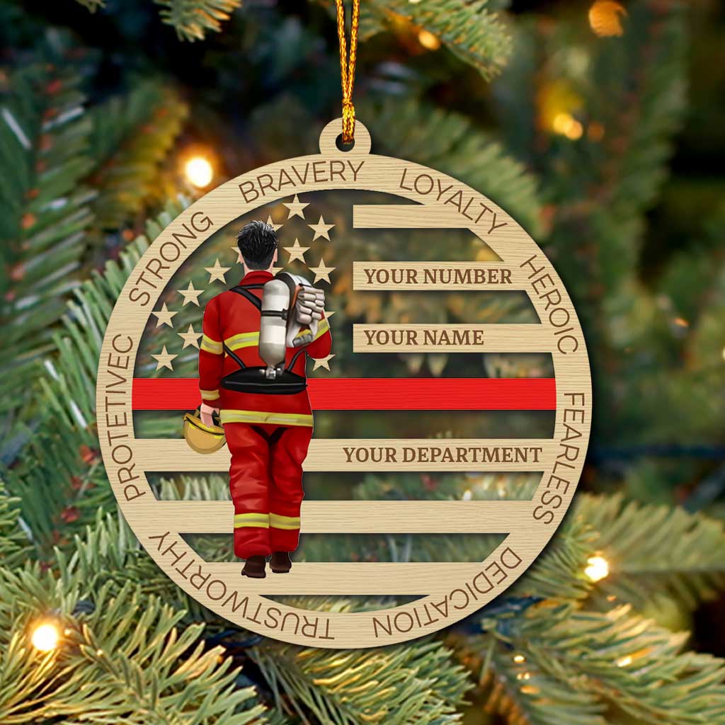 Pompier - Ornement de Noël transparent personnalisé sur le thème des pompiers