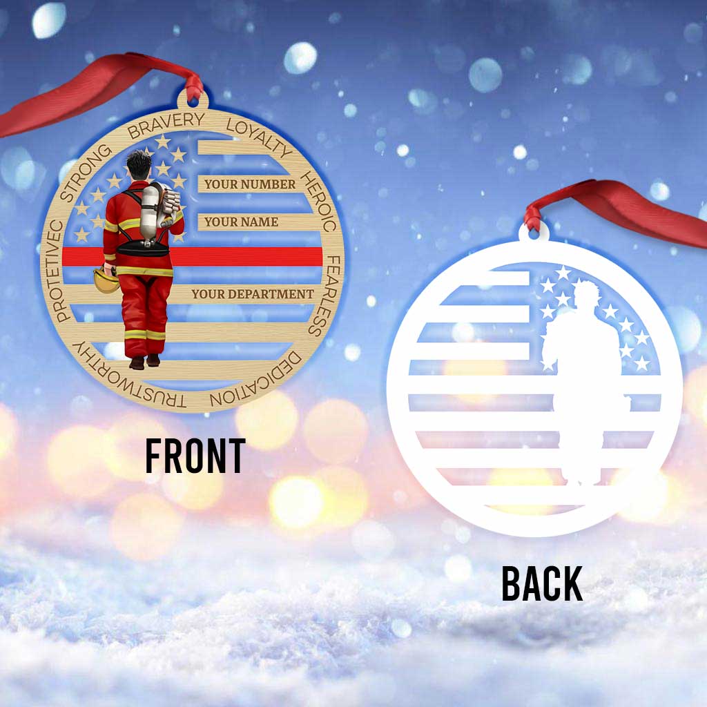 Pompier - Ornement de Noël transparent personnalisé sur le thème des pompiers