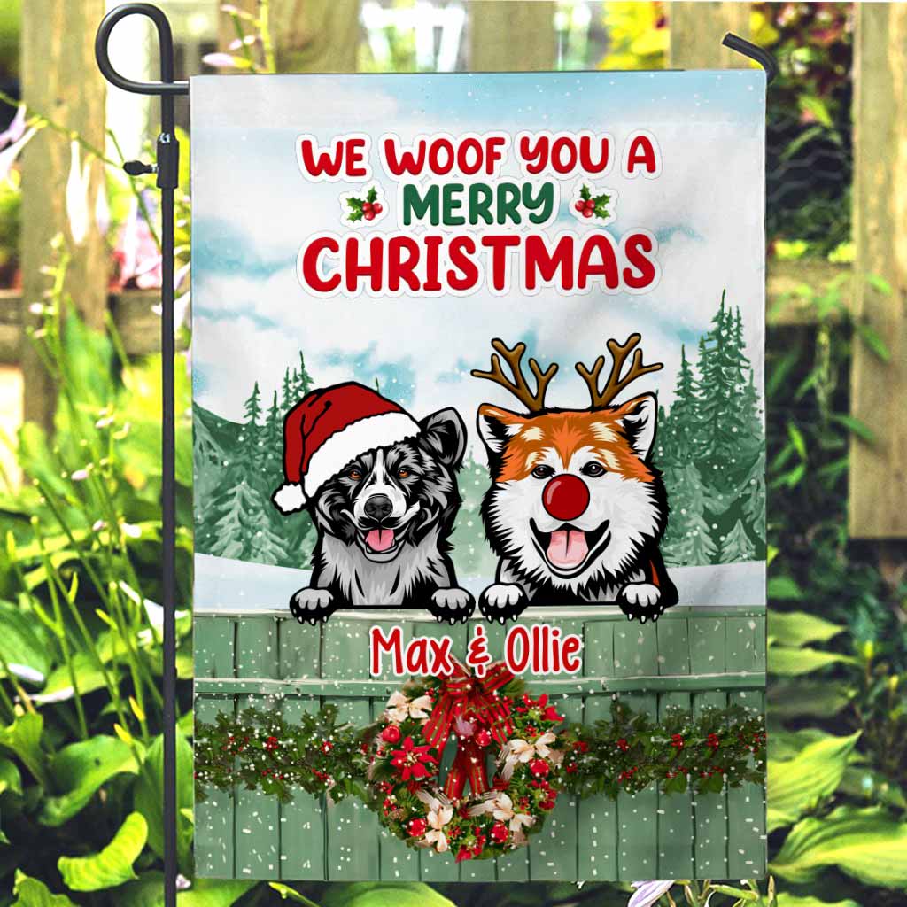 Nous vous souhaitons un joyeux Noël ! - Drapeau de jardin personnalisé pour chien - Noël