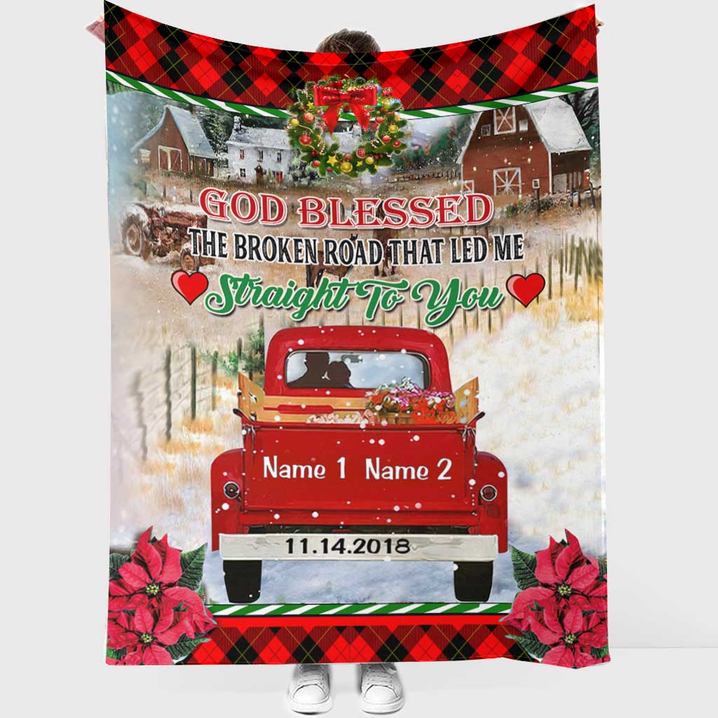 Dieu a béni la route brisée - Couverture de Noël personnalisée pour couple