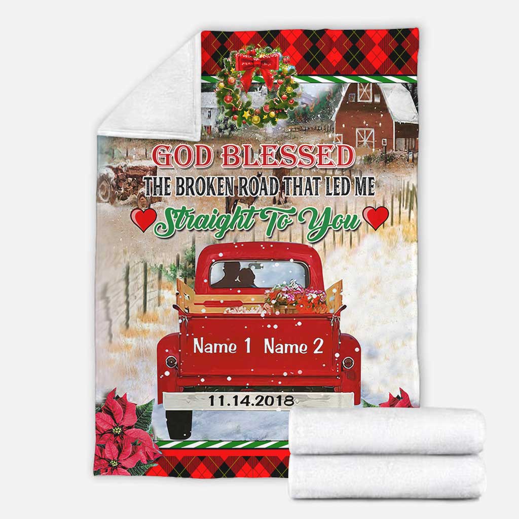 Dieu a béni la route brisée - Couverture de Noël personnalisée pour couple