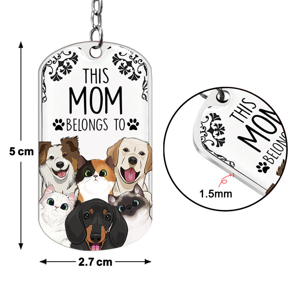 This Human Belongs To - Dog gift for cat lover - Personalized Stainless Steel Keychain