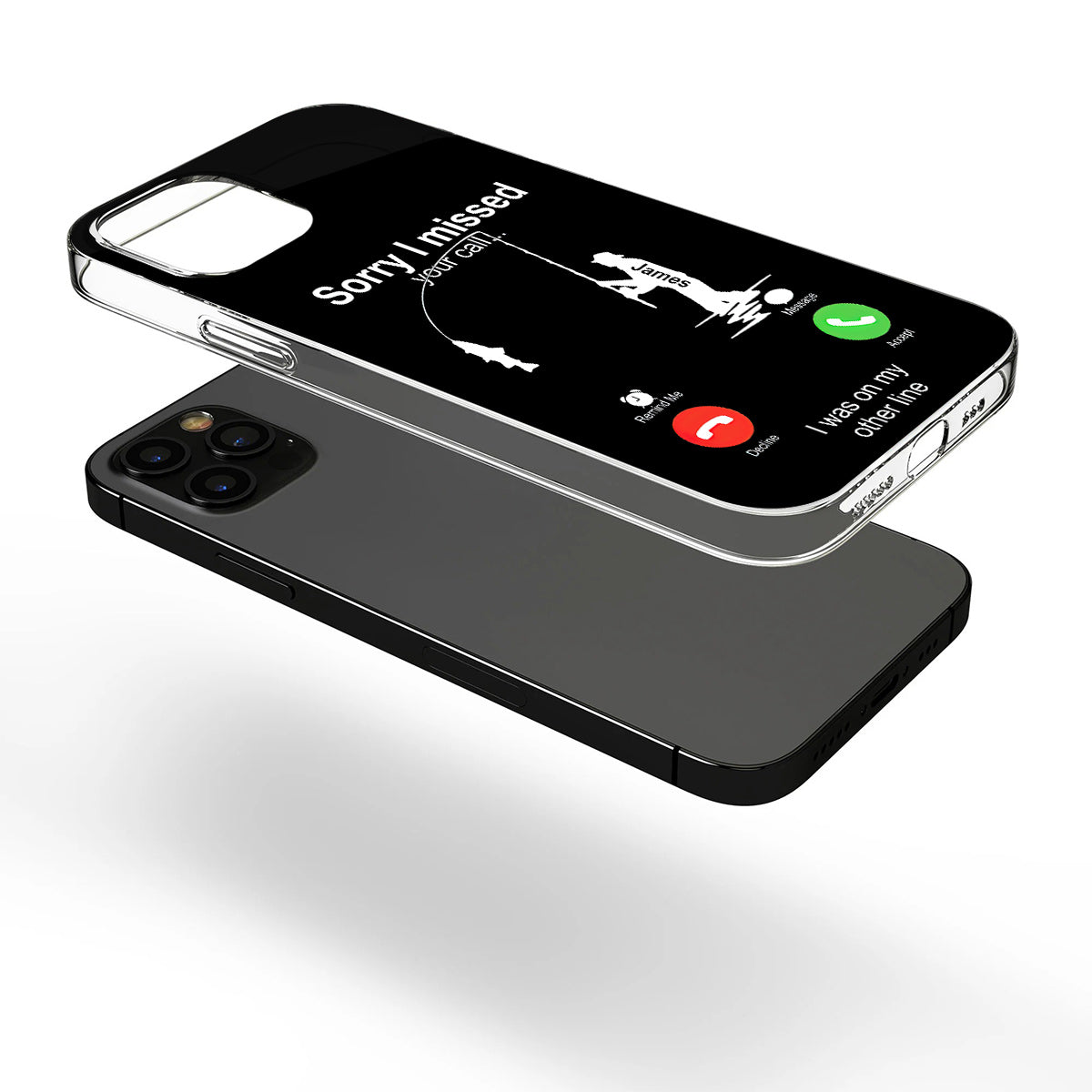 Désolé(e) d'avoir manqué votre appel, j'étais en ligne - Coque de téléphone transparente personnalisée sur le thème de la pêche