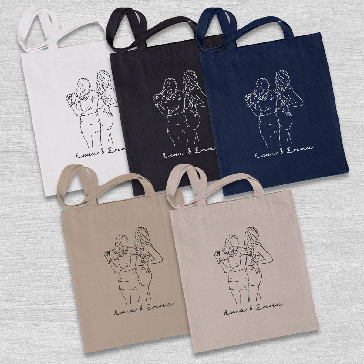 Sac fourre-tout brodé personnalisé avec photo au trait - Sac fourre-tout brodé personnalisé pour tante