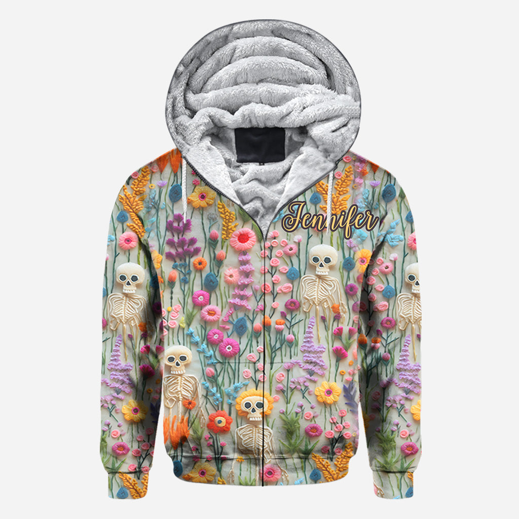 T-shirt à motif floral squelette et crâne personnalisé