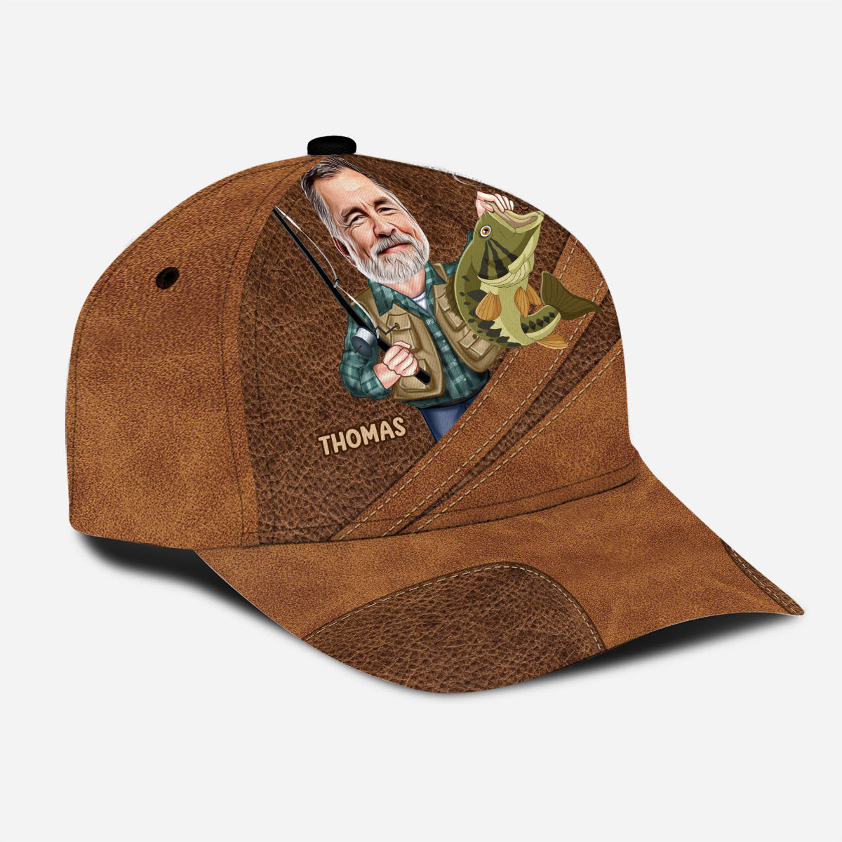 Casquette de pêche classique personnalisée avec photo et motif humoristique « Keeping It Reel »