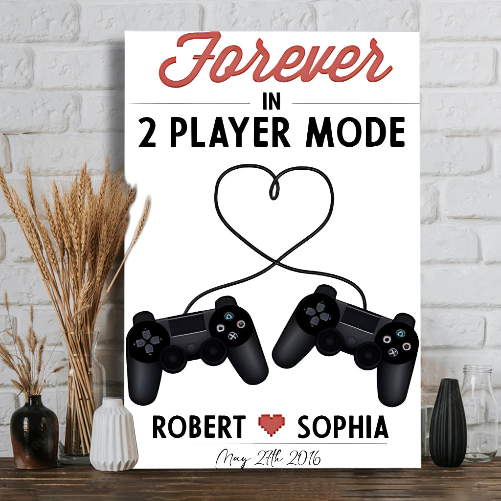 2 Player Mode - Personalized Video Game Canvas And Poster