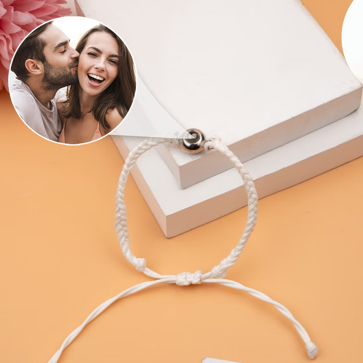 Breloque à projection photo personnalisée Tournesol - cadeau pour ceux qui ont perdu un être cher - Bracelet à projection personnalisé