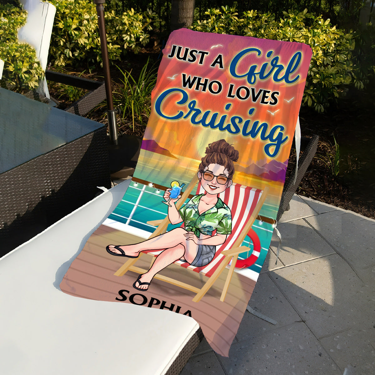 La vie est plus belle en croisière - Serviette de plage personnalisée pour croisière