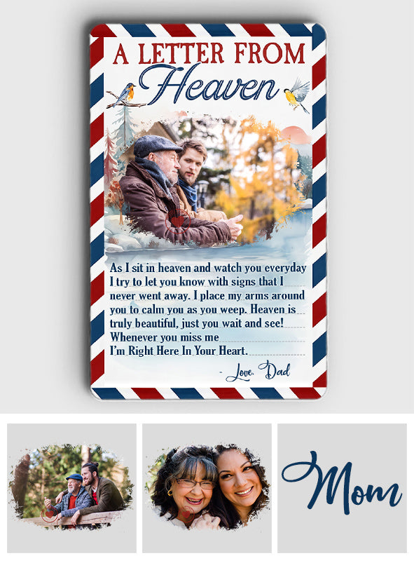 Lettre du Ciel - Cadeau commémoratif en cas de décès - Carte personnalisée à insérer dans un portefeuille