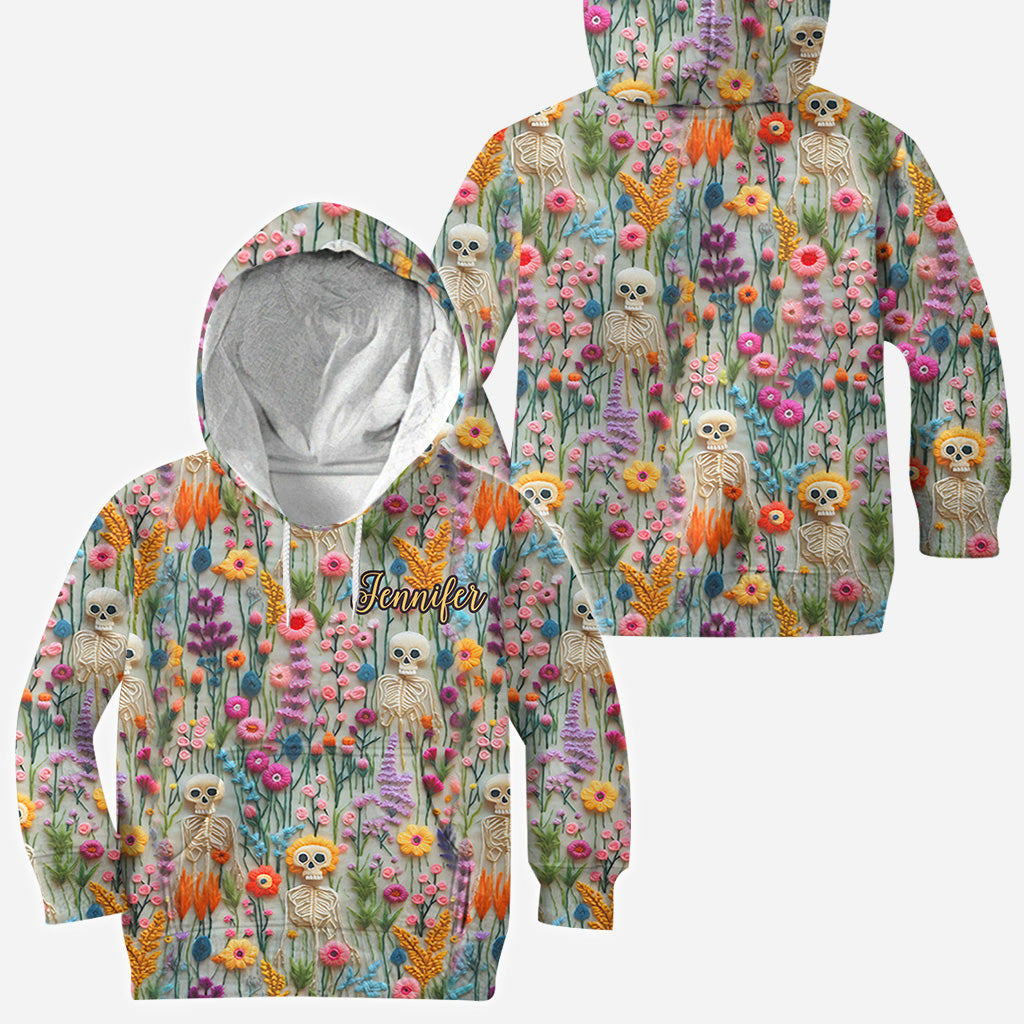 T-shirt à motif floral squelette et crâne personnalisé