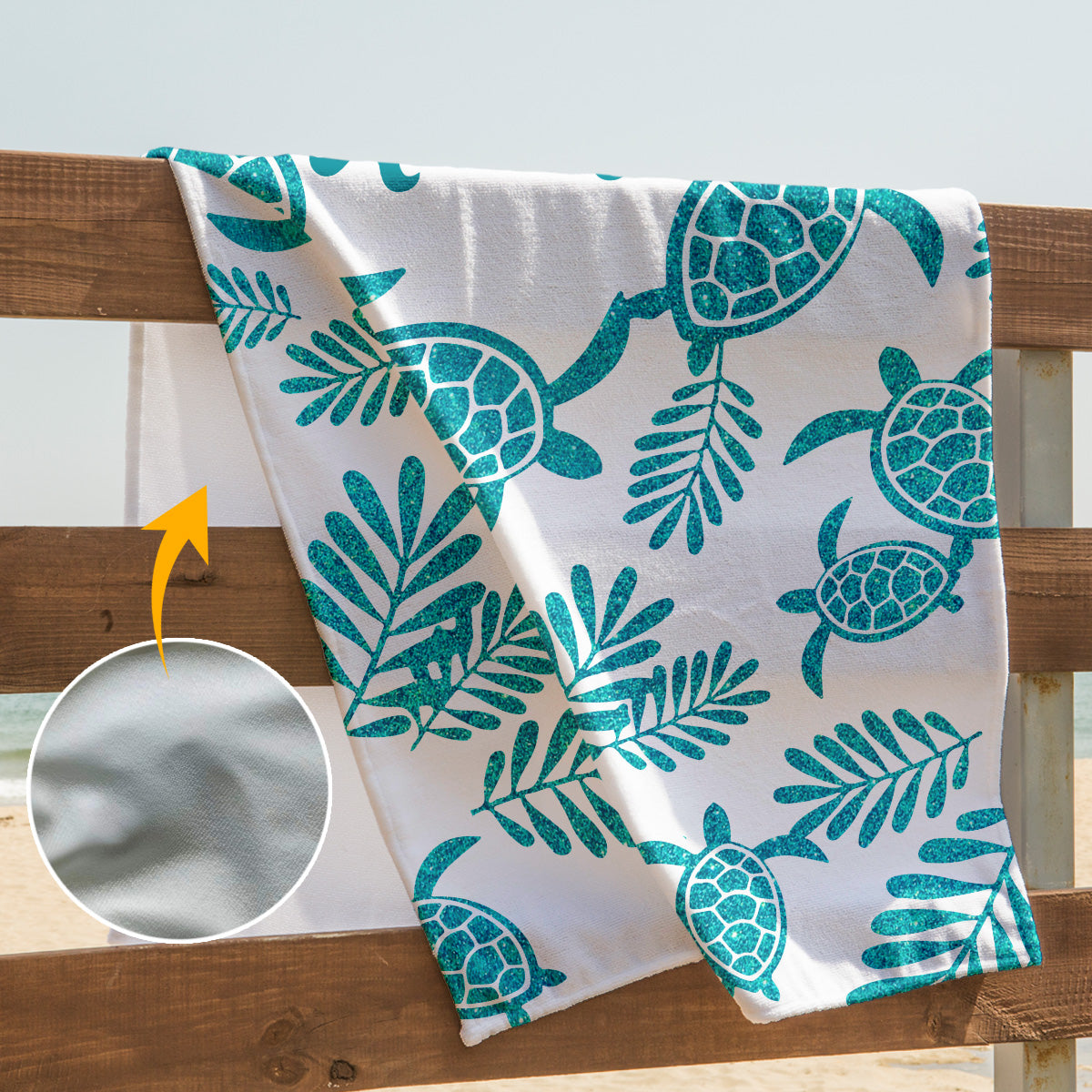 Serviette de plage personnalisée pour amoureux des tortues et de la mer