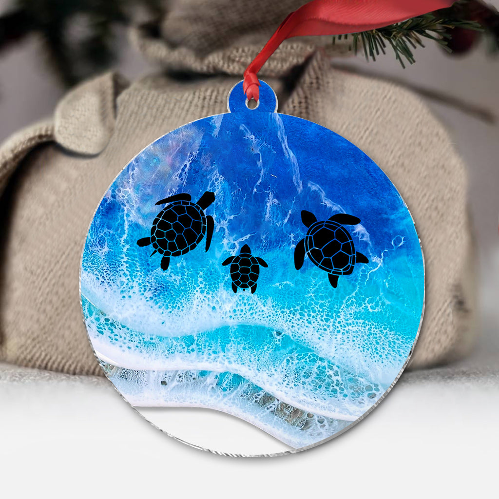 Tortues d'amour - Ornement transparent personnalisé en forme de tortue