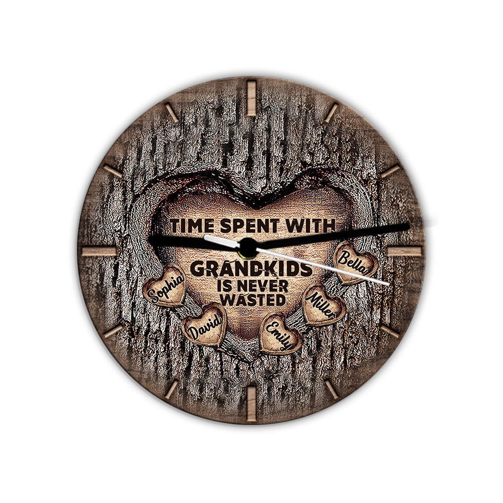 Le temps passé avec ses petits-enfants n'est jamais perdu - Horloge murale personnalisée pour grand-mère