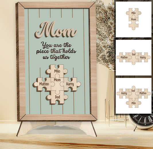 Tu es le pilier de notre couple - Plaque en bois personnalisée « Maman » à 2 couches