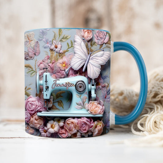 Floral Sewing Machine - Personalized Sewing Accent Mug
