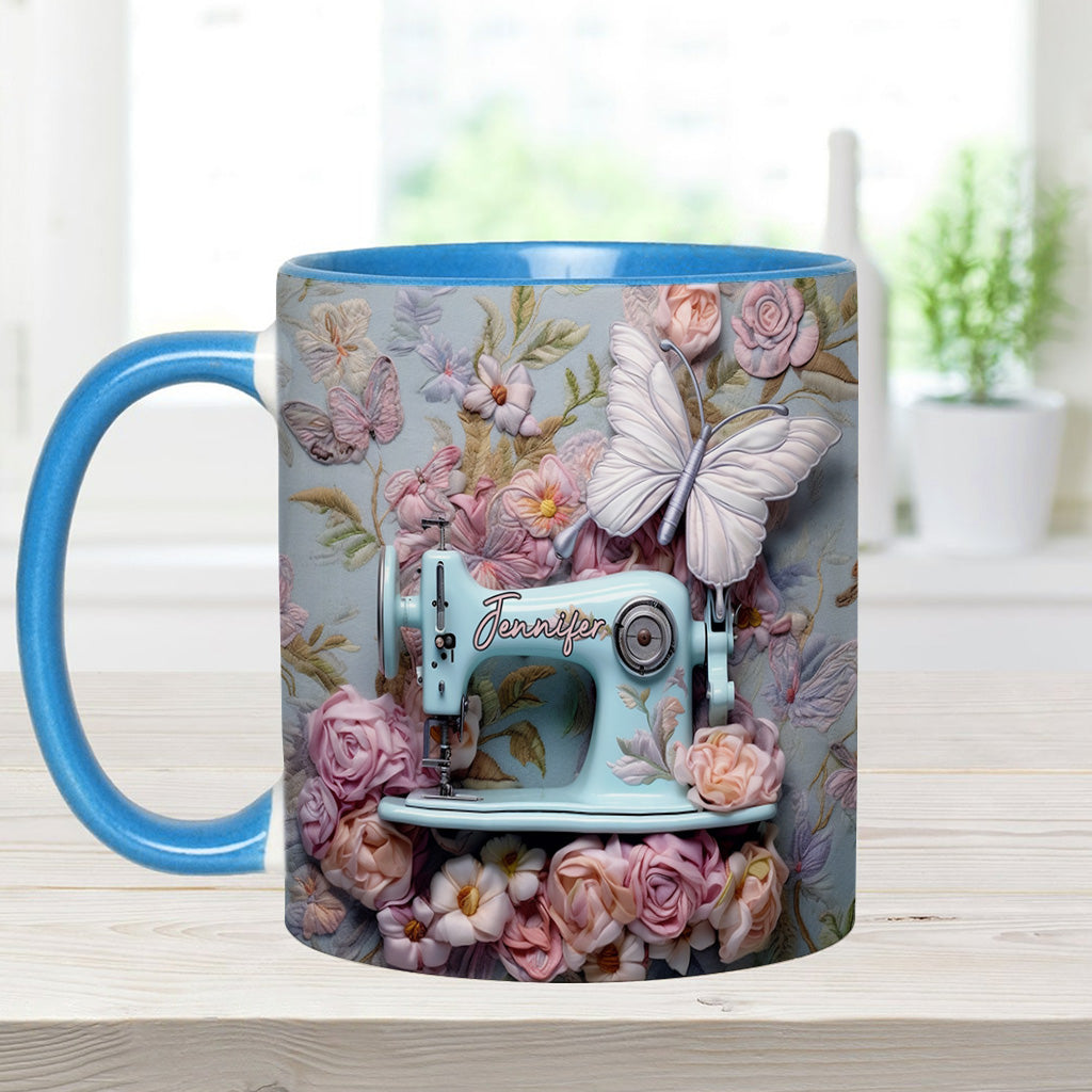 Floral Sewing Machine - Personalized Sewing Accent Mug