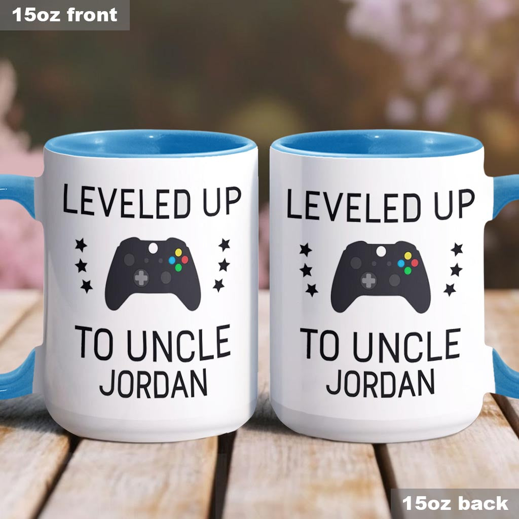 Leveled Up To Uncle - Personalized Uncle Accent Mug