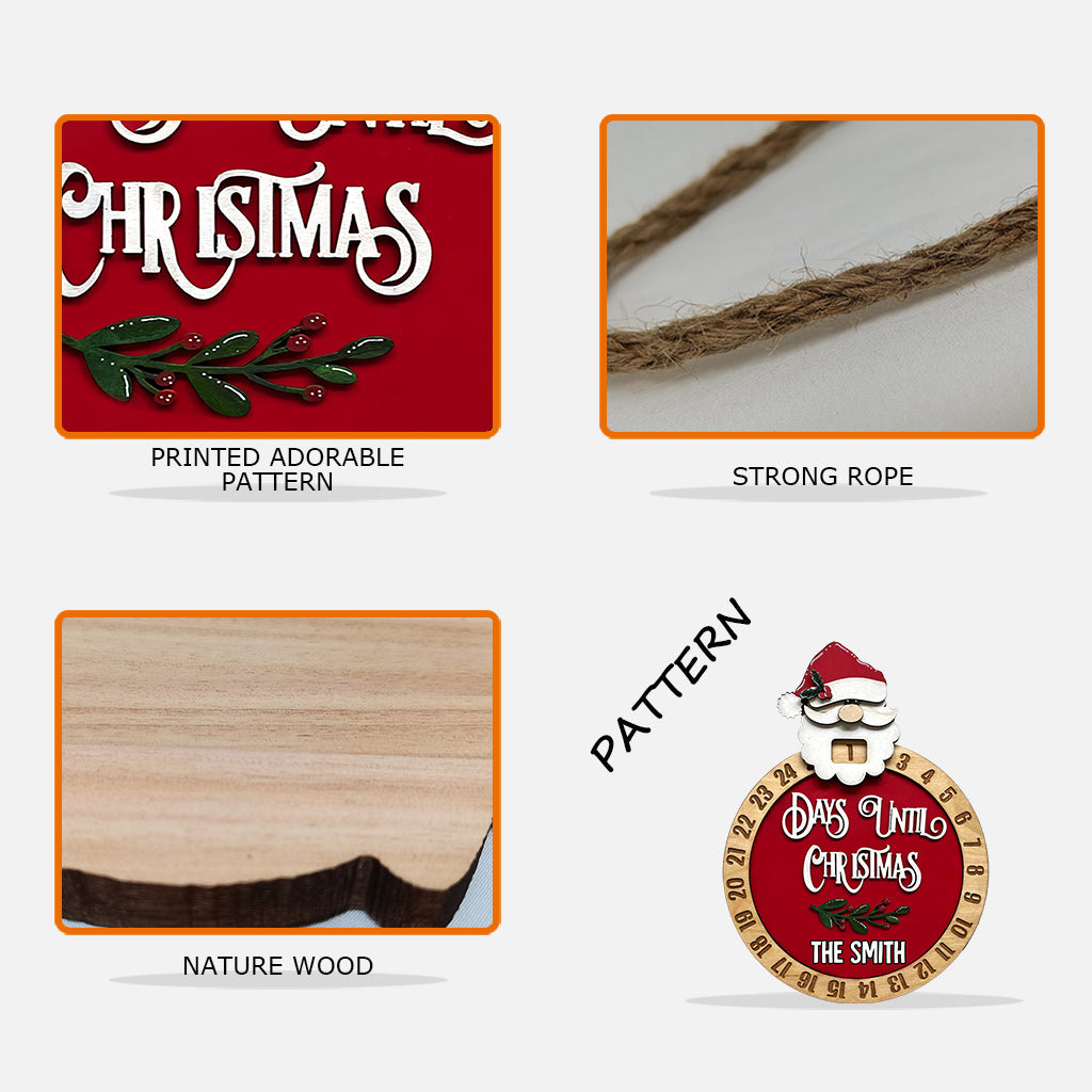 Jours avant Noël - Panneau en bois personnalisé pour le compte à rebours de Noël en famille 1