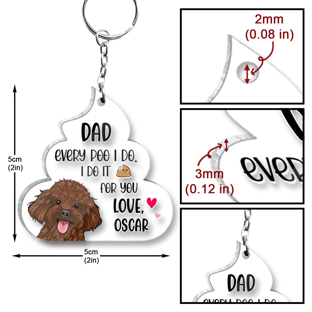 Chaque crotte que je fais pour toi - Cadeau pour amoureux des chiens - Porte-clés personnalisé