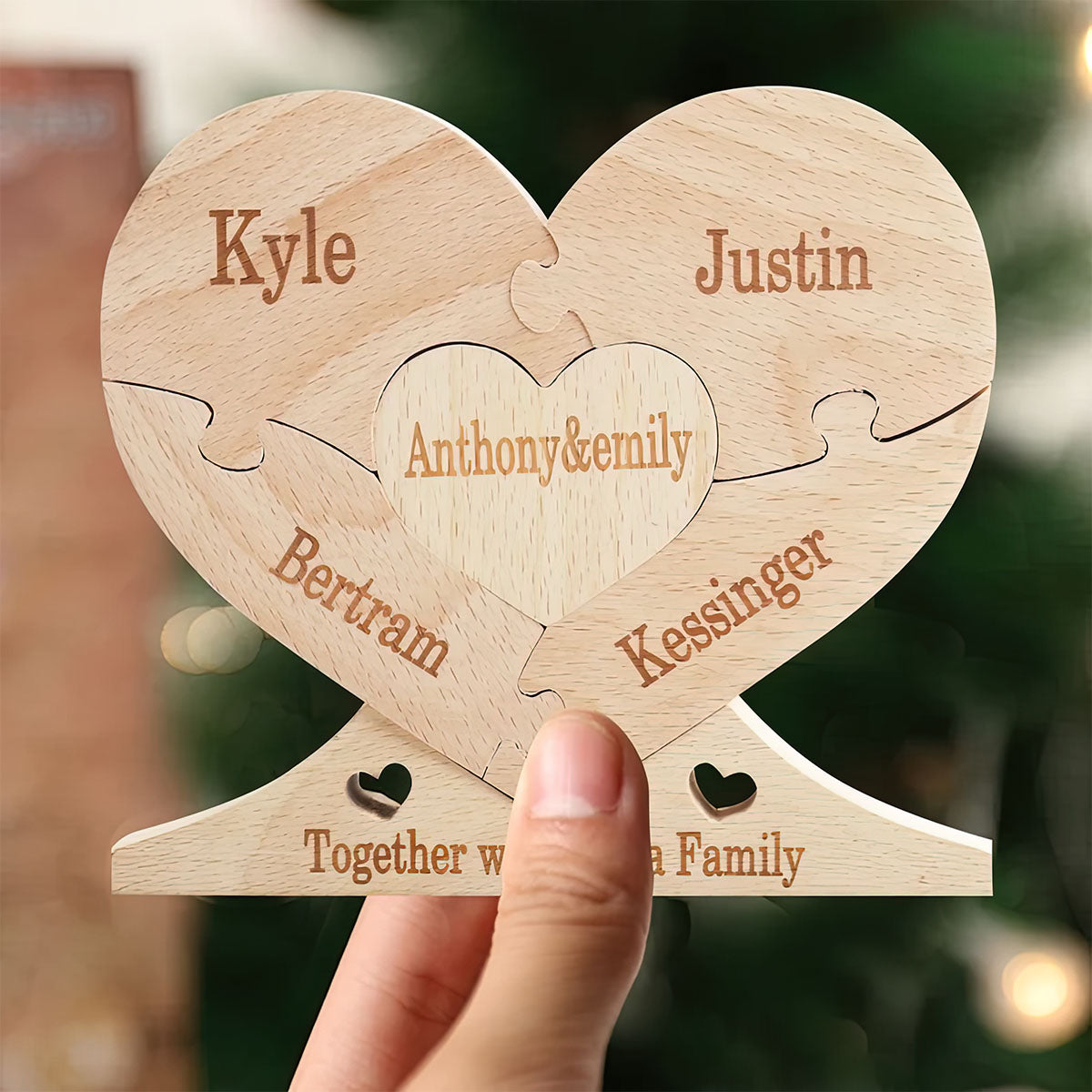 Together We Make A Family - Personalized Family Wooden Puzzle Standing